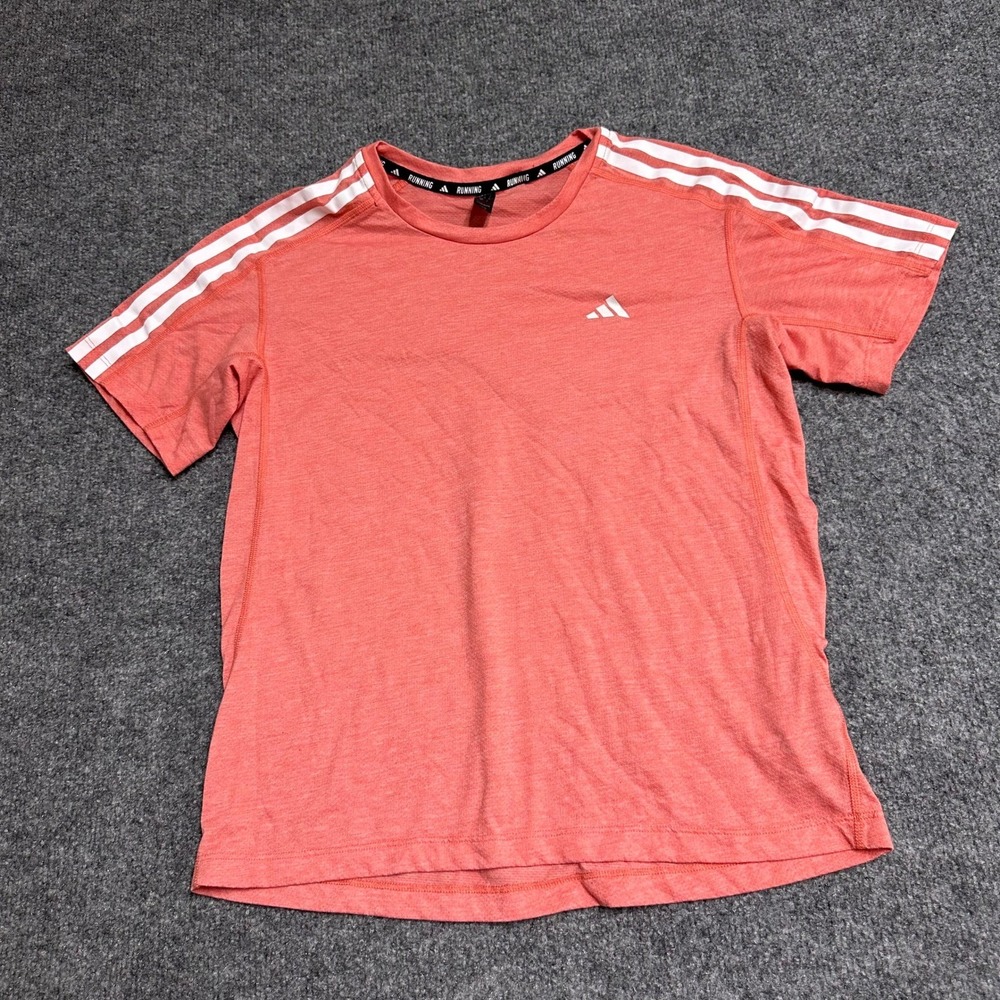 Adidas Shirt Womens Size S Coral Viscose Heathered Short Sleeve Breathable Gym